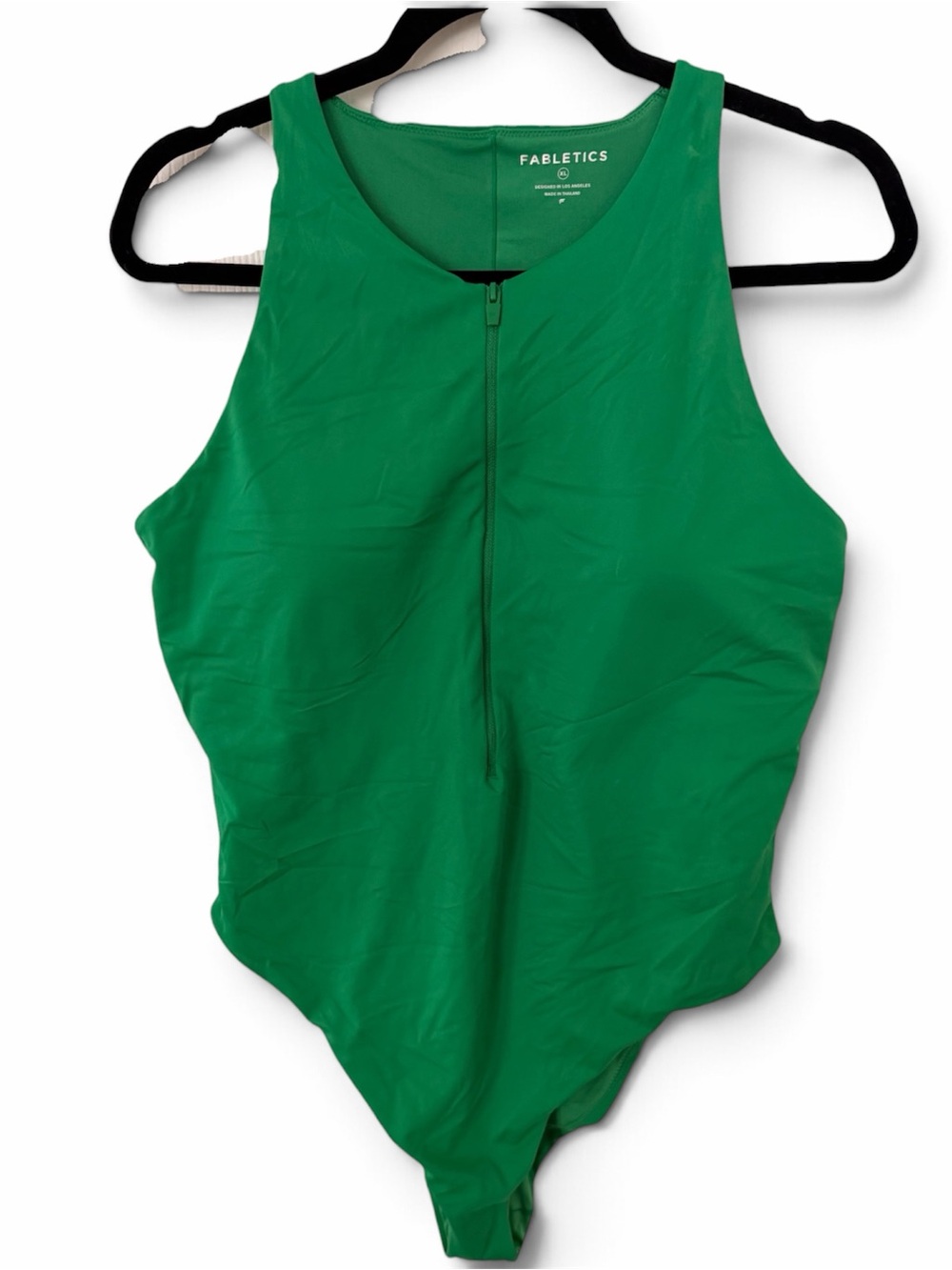 Fabletics Green Front-Zip One-Piece Swimsuit
